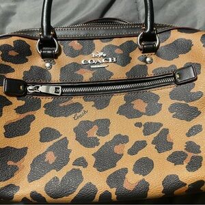 Coach Leopard Print Satchel - Brown and Black